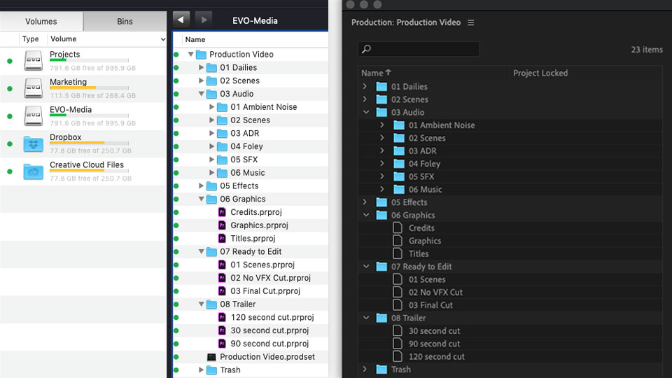 A screenshot showing the 1:1 communication between Premiere Productions and EVO Sharebrowser.