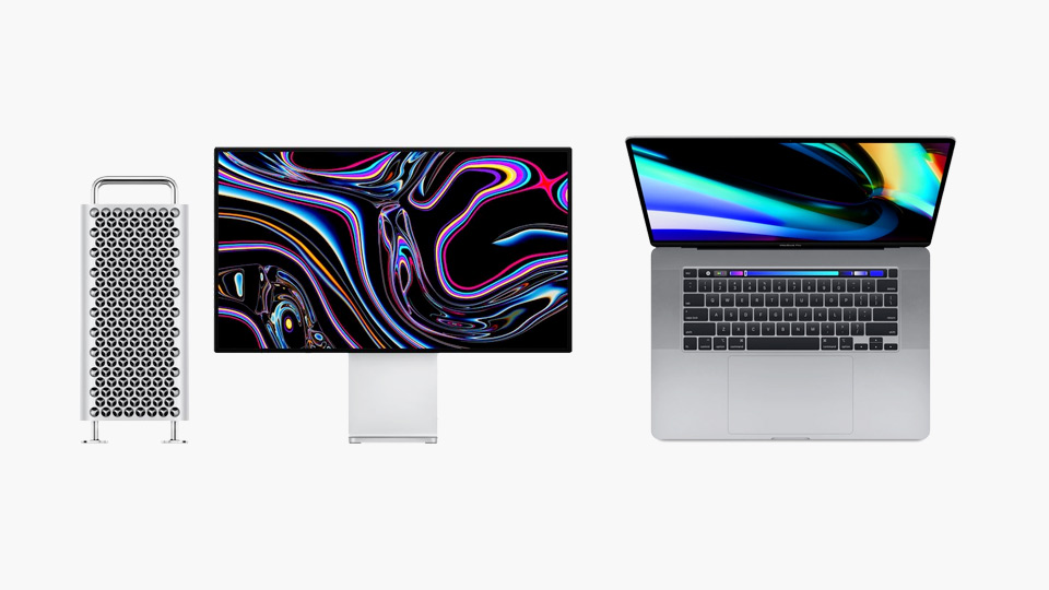 Image of the new Mac Pro tower and Late 2019 MacBook Pro