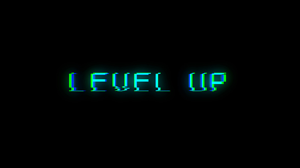 Video game level up screen.