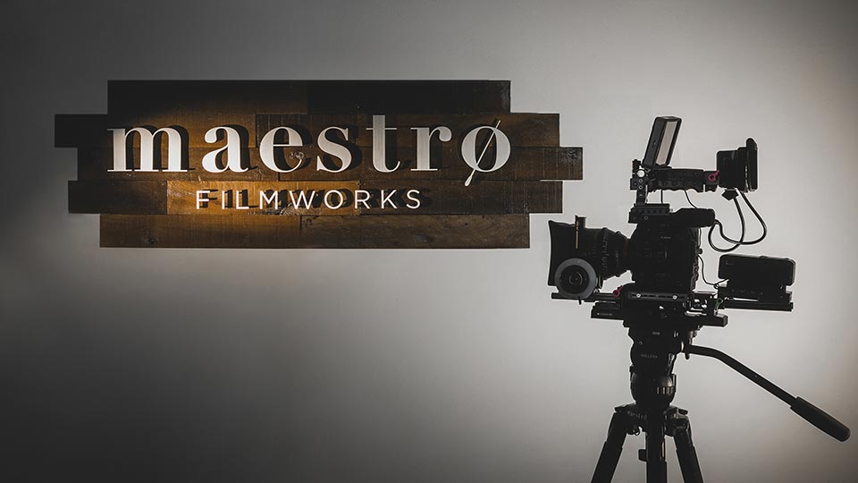 Maestro Filmworks sign and cinema camera.