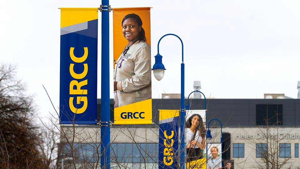 GRCC banner on campus