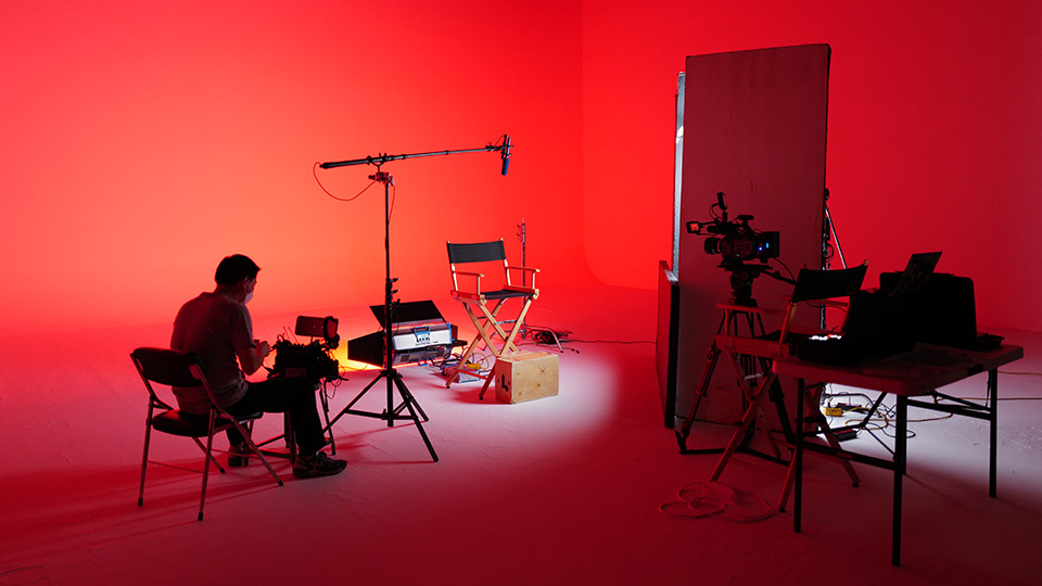 borderless films' interview setup with equipment