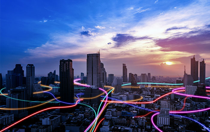 Network intertwining city