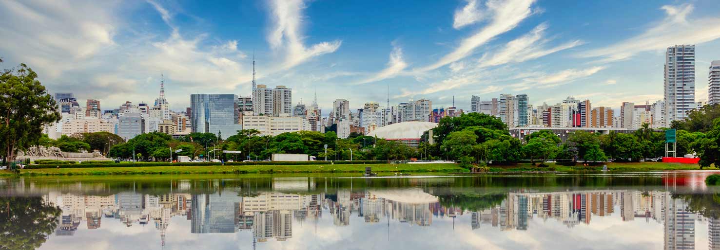 sao paulo brazil cityscape with buildings reflecting on water