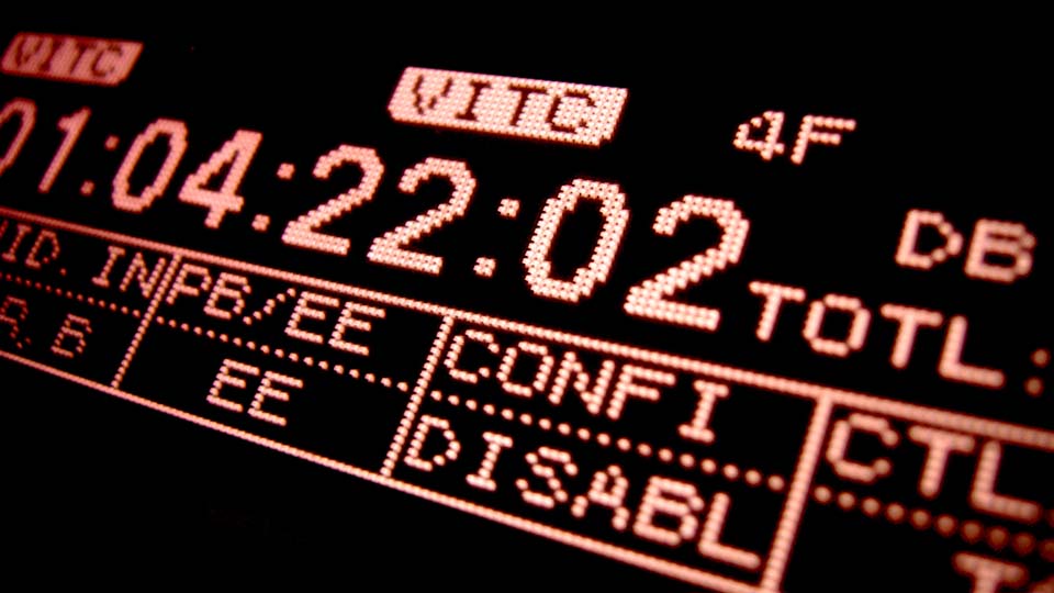 timecode on display screen