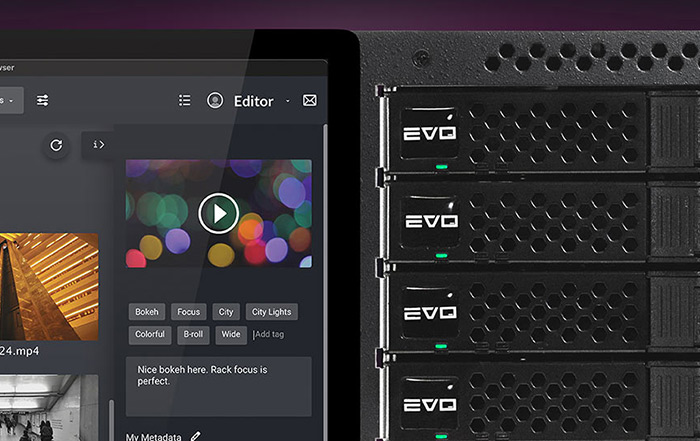 ShareBrowser screen with EVO shared storage