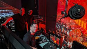 Brian Holgate, owner of Frames in Motion and co-founder of the COOP, overseeing a live production with his team.